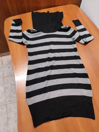 Jersey largo cuello alto rayas mujer