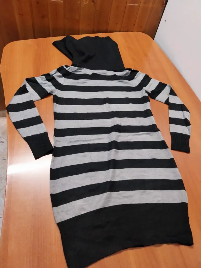 Jersey largo cuello alto rayas mujer