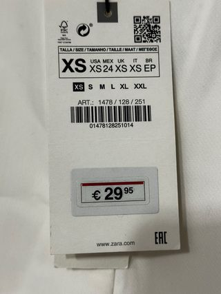 Pantalón Zara Blanco Talla XS/34