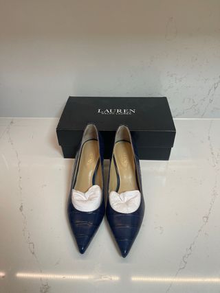 Zapatos de salón Ralph Lauren azul tacón 7cm. N 38