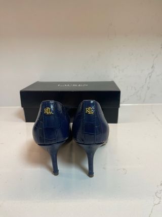 Zapatos de salón Ralph Lauren azul tacón 7cm. N 38