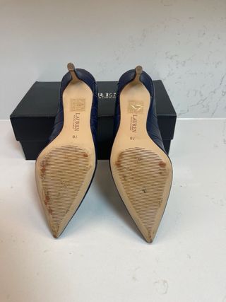 Zapatos de salón Ralph Lauren azul tacón 7cm. N 38