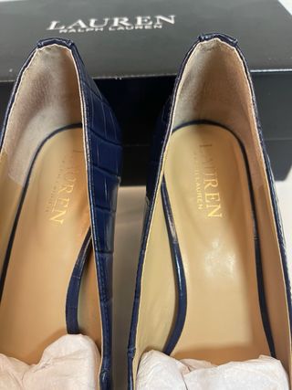 Zapatos de salón Ralph Lauren azul tacón 7cm. N 38