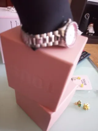 Reloj Tous Rosa y Plateado Nuevo