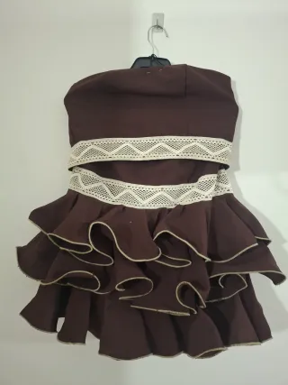 Falda flamenca y corpiño marrón y beige