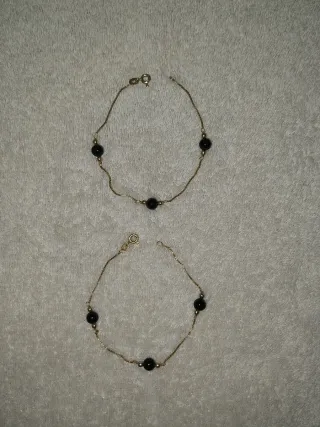 2 pulseras Oro 333 (8k) y piedras negras, largo 18