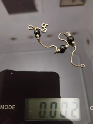 2 pulseras Oro 333 (8k) y piedras negras, largo 18