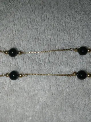 2 pulseras Oro 333 (8k) y piedras negras, largo 18