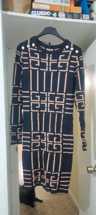 Vestido Negro y Beige Talla S