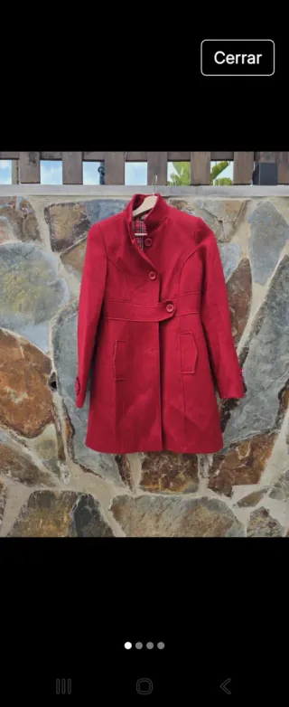 Abrigo de paño rojo mujer