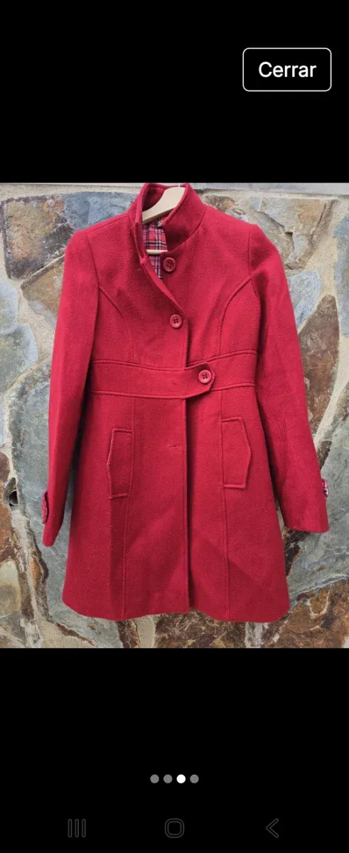 Abrigo de paño rojo mujer