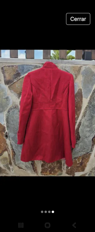 Abrigo de paño rojo mujer