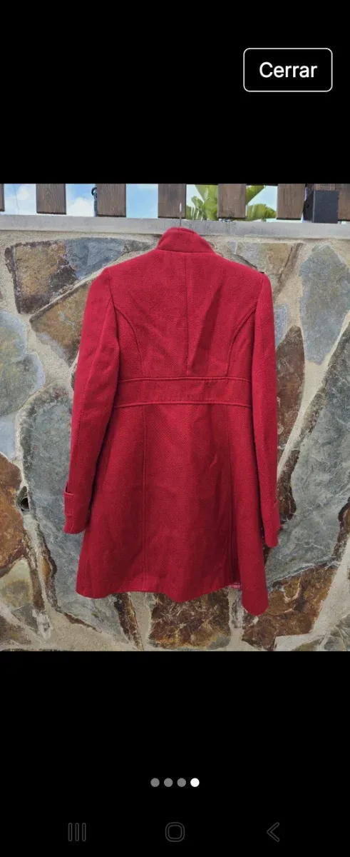 Abrigo de paño rojo mujer