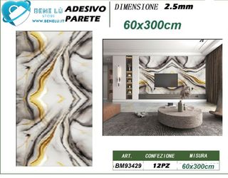 Adesivo Parete Bene Lù Marmo Grigio Oro 60x300cm
