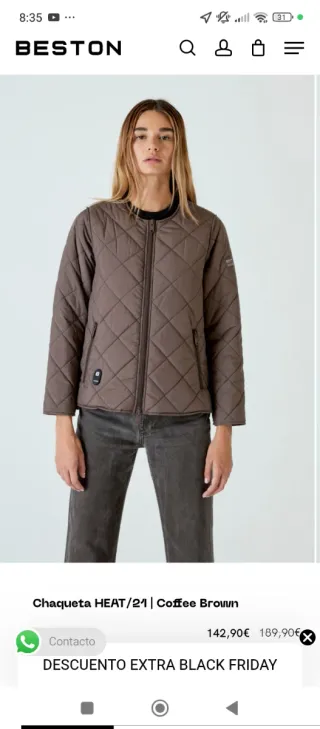 Chaqueta mujer calefactable  Marca beston