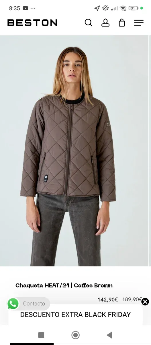 Chaqueta mujer calefactable  Marca beston