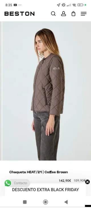 Chaqueta mujer calefactable  Marca beston