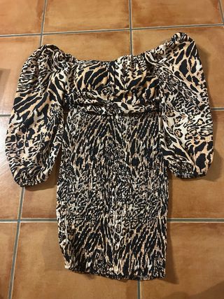 Vestido manga larga estampado animal print
