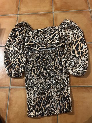 Vestido manga larga estampado animal print