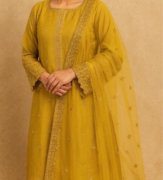 Vestido pakistaní dorado talla única