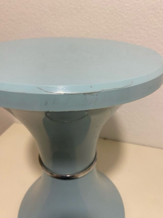 Taburete Vintage Azul y Plata