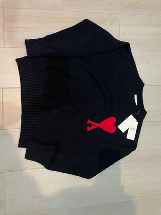 Suéter Ami Paris Negro y Rojo