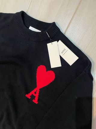 Suéter Ami Paris Negro y Rojo