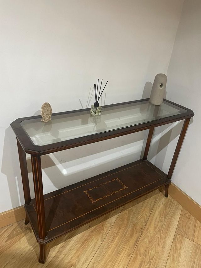 Recibidor vintage madera y cristal