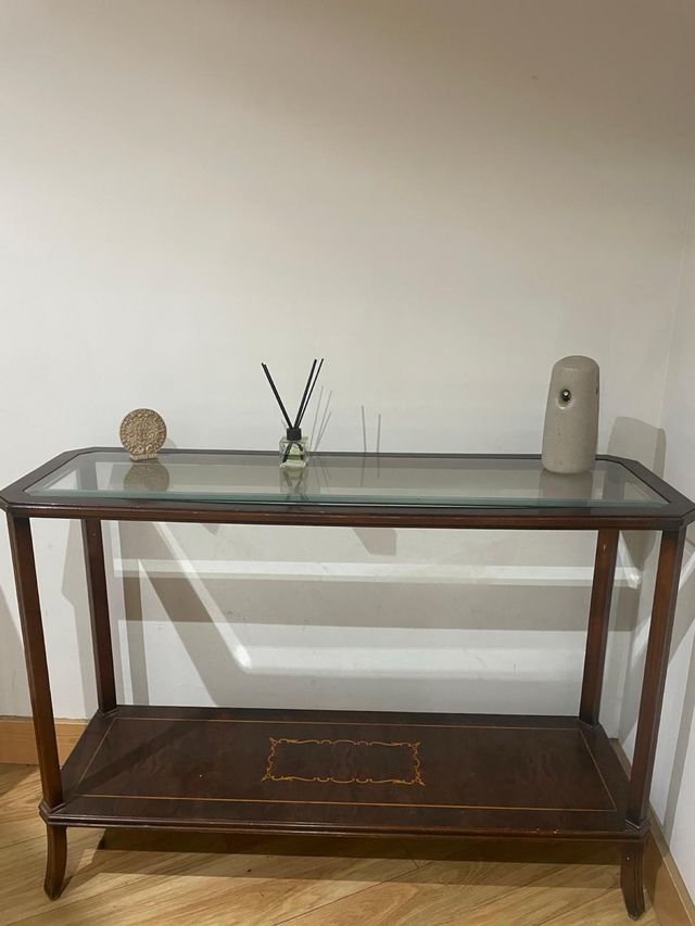 Recibidor vintage madera y cristal