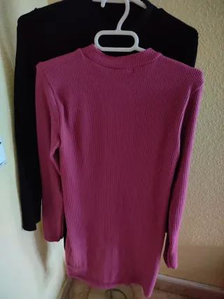 Vestido canalé ajustado rosa Otro igual en negro V