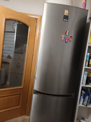 Nevera combi plateada