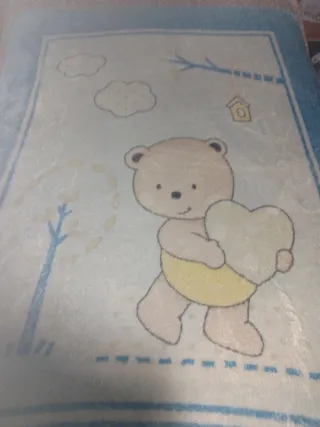 Manta cuna oso corazón