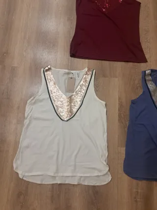 Camisetas con lentejuelas nuevas, talla L
