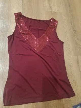 Camisetas con lentejuelas nuevas, talla L