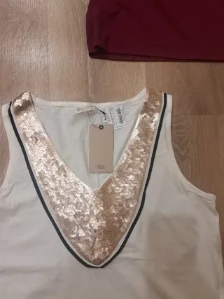 Camisetas con lentejuelas nuevas, talla L