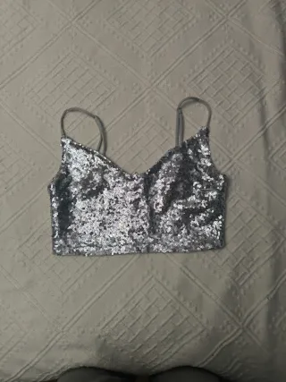 Top fiesta lentejuelas plateado