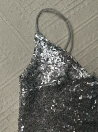 Top fiesta lentejuelas plateado