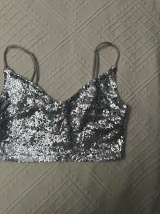 Top fiesta lentejuelas plateado