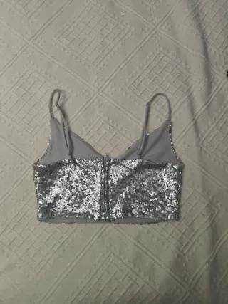 Top fiesta lentejuelas plateado