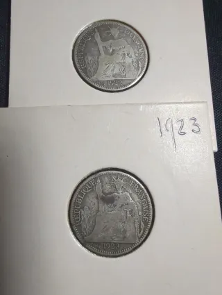Indochina Francesa 10 cent 1922 y 1923 plata