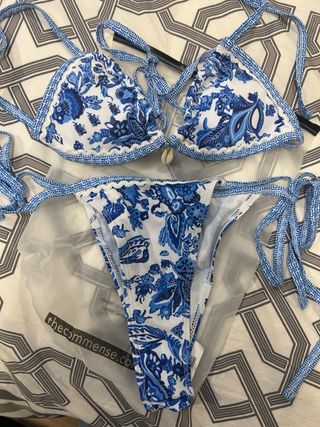 Bikini Commense azul y blanco talla única