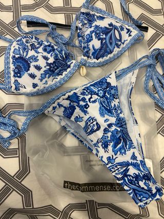 Bikini Commense azul y blanco talla única