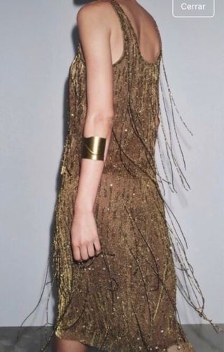 Falda Zara dorada con abalorios