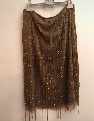 Falda Zara dorada con abalorios
