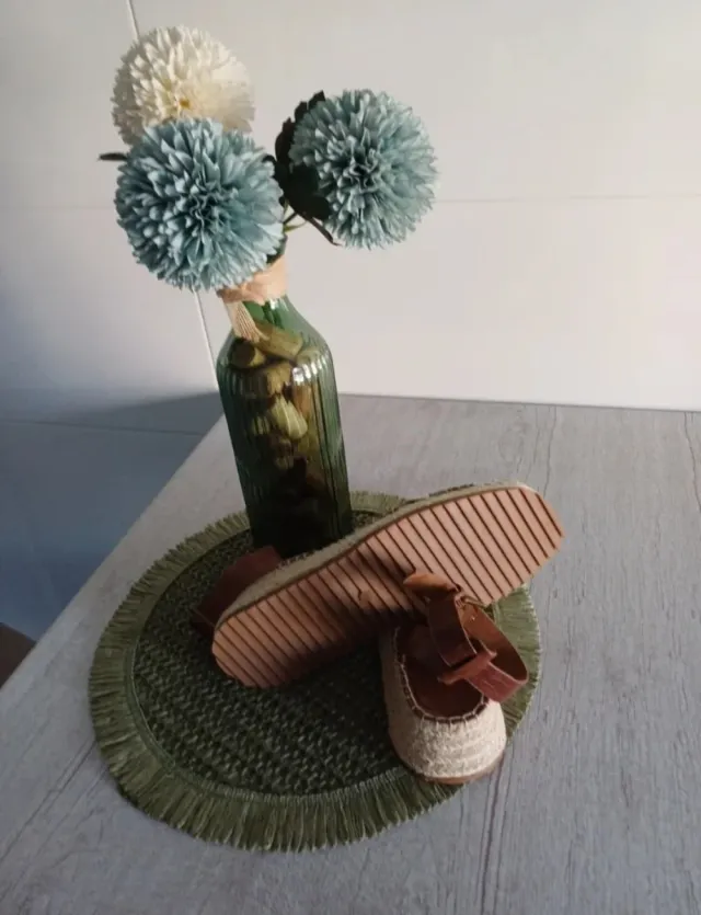 Sandalias esparto cuña marrón