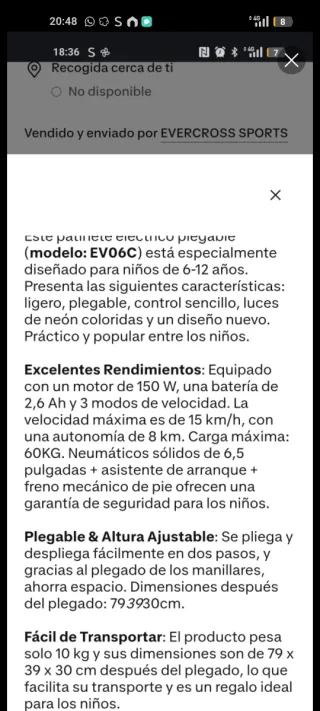 Patinete eléctrico infantil