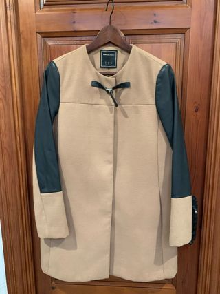 Abrigo SuiteBlanco paño y polipiel talla 40/42