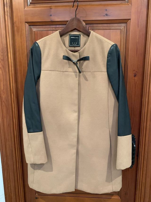 Abrigo SuiteBlanco paño y polipiel talla 40/42