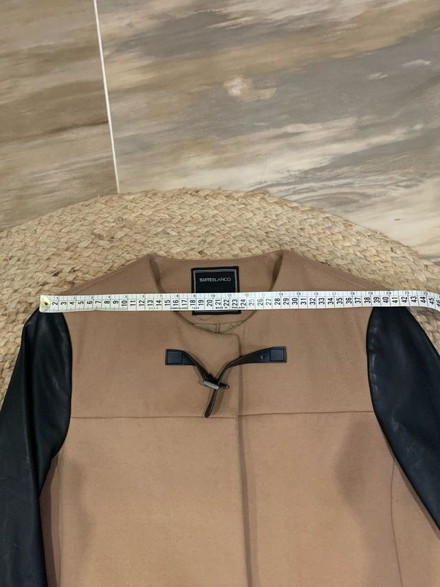 Abrigo SuiteBlanco paño y polipiel talla 40/42