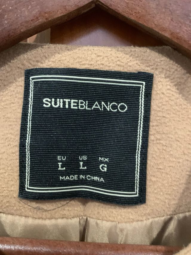 Abrigo SuiteBlanco paño y polipiel talla 40/42